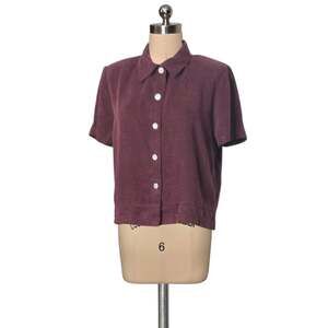 Vintage 90's Y2k Cynthia Max Tencel Blend Short Sleeve Purple Button Up Blouse M